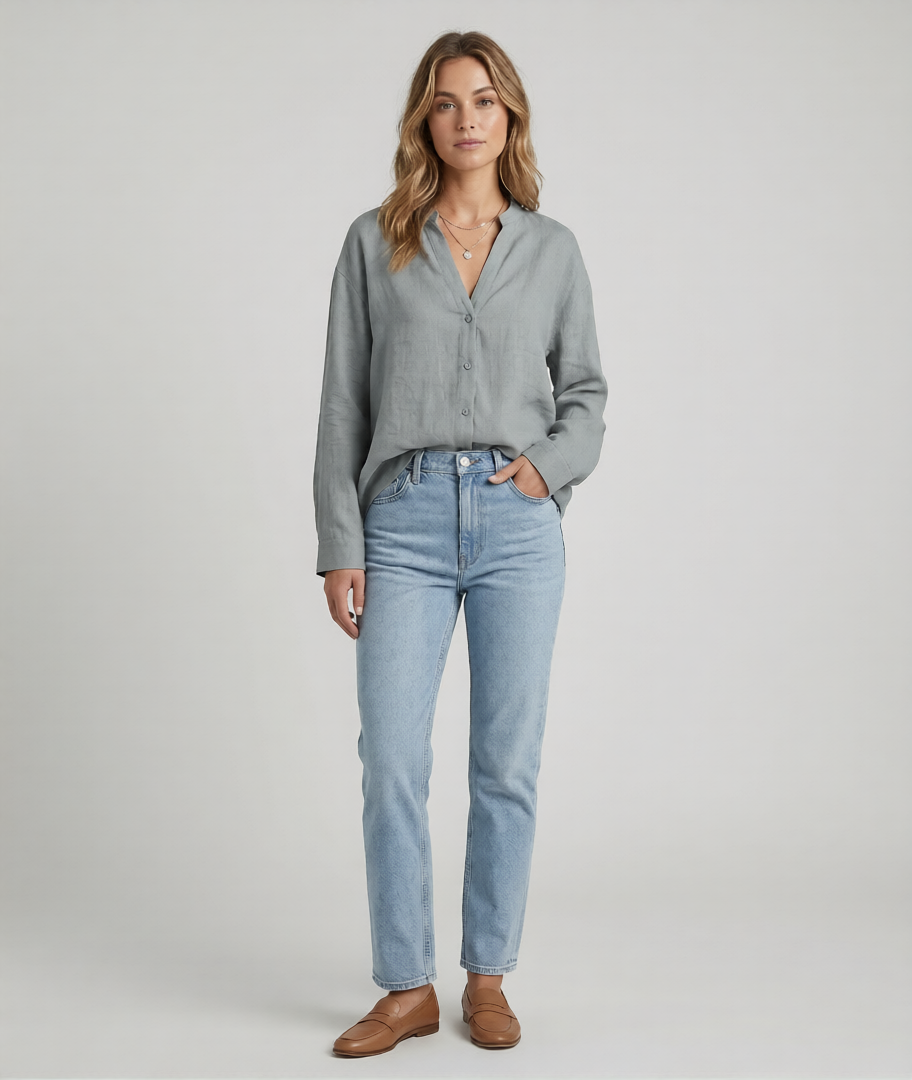 Women’s Linen Shirt - Long Sleeve Loose Fit