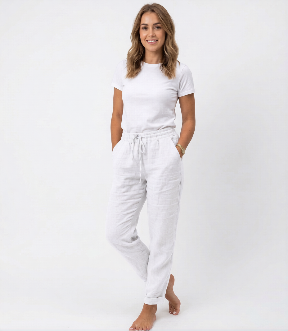 Women’s Linen Pants Elastic Waist - Comfortable Trousers