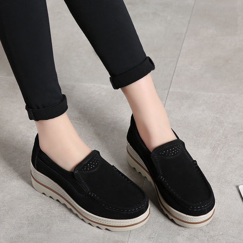 Orthopedic Suede Loafer Platform Sole - Slip-On Daily