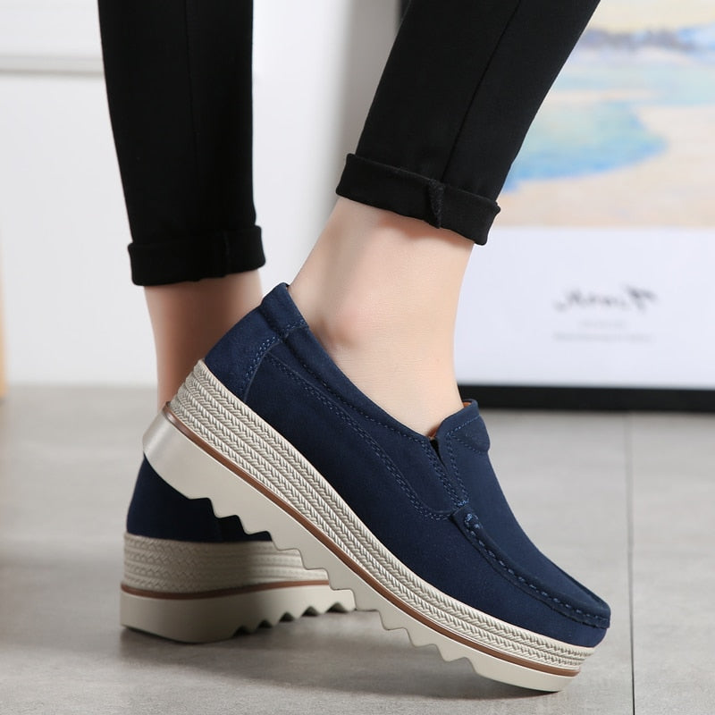 Orthopedic Suede Loafer Platform Sole - Slip-On Daily