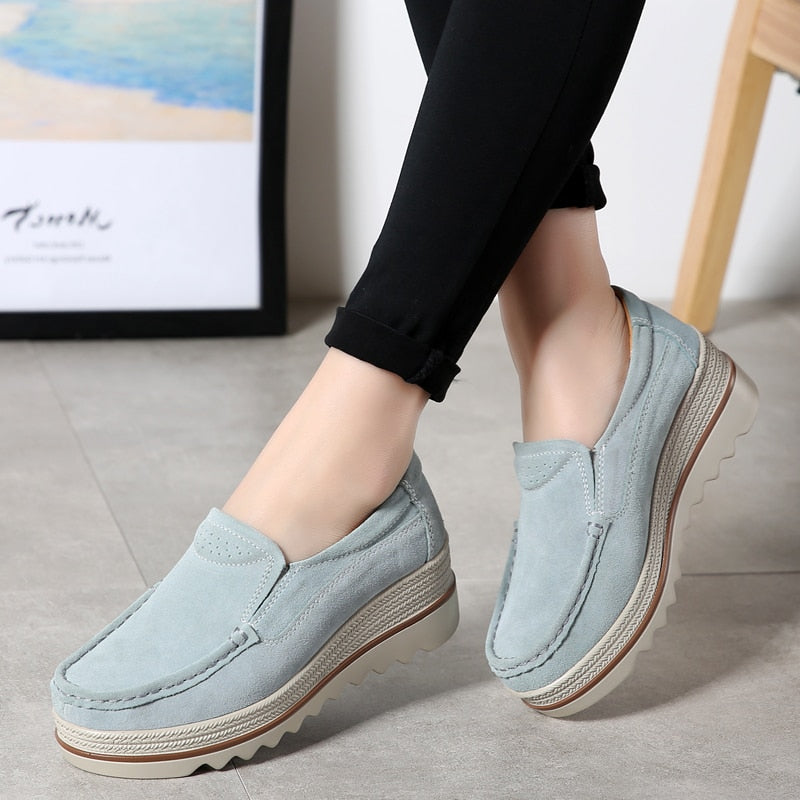 Orthopedic Suede Loafer Platform Sole - Slip-On Daily