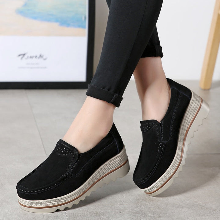 Orthopedic Suede Loafer Platform Sole - Slip-On Daily