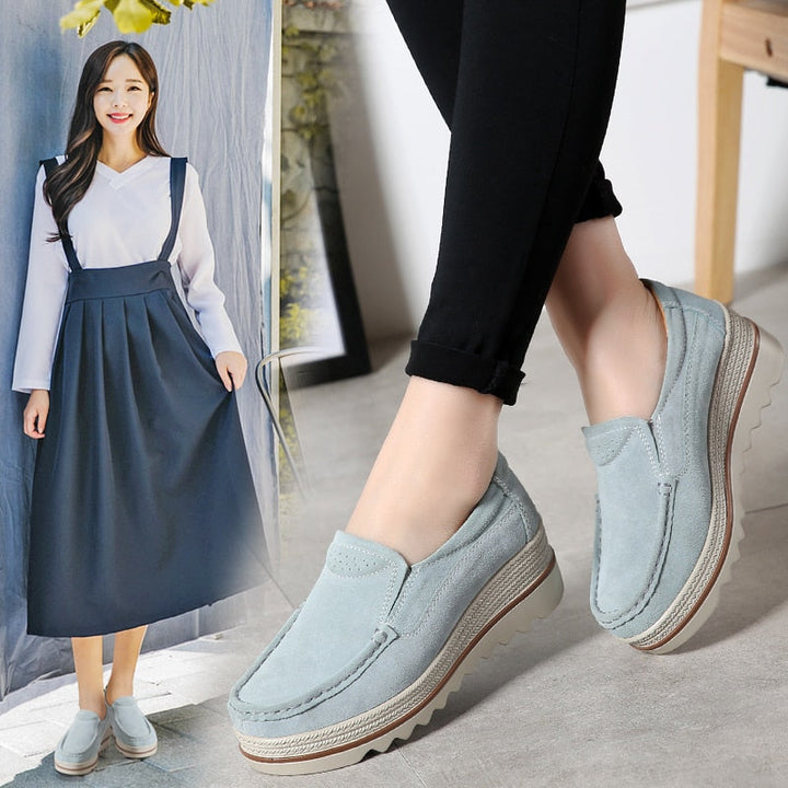 Orthopedic Suede Loafer Platform Sole - Slip-On Daily