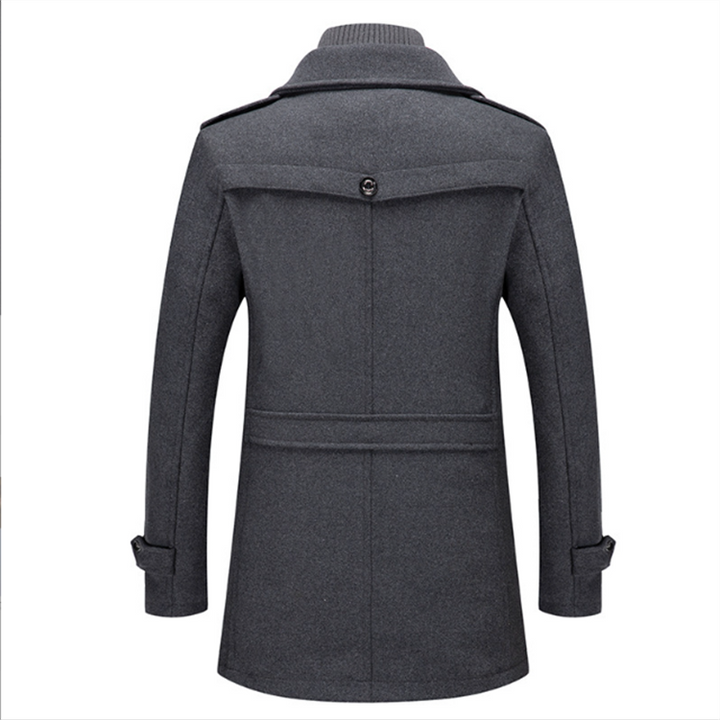 Men’s Long Wool-Blend Coat – Classic Fit