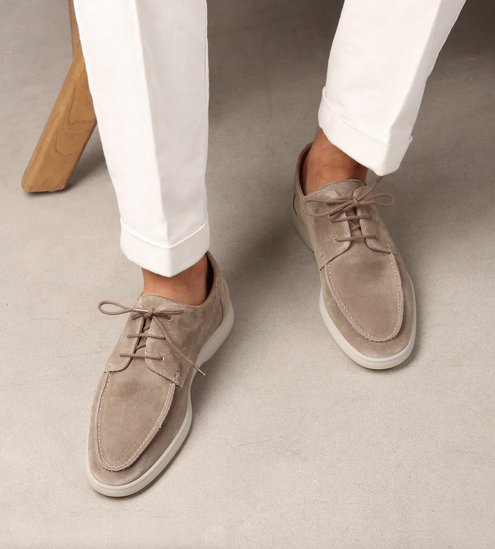 Men's Italian Suede Loafers - White Sole