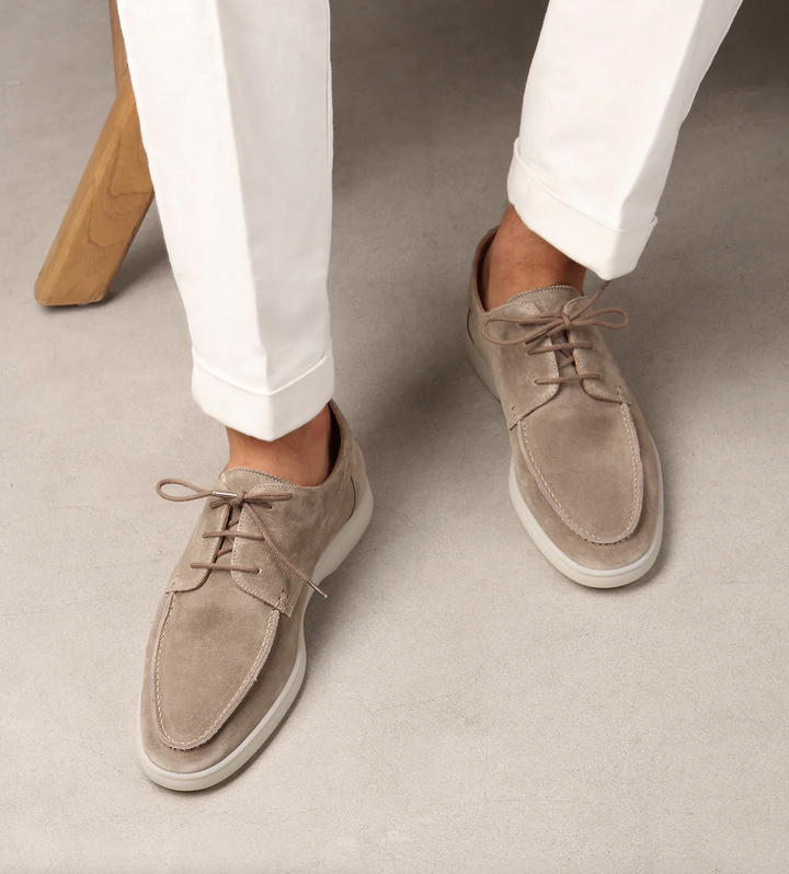 Men's Italian Suede Loafers - White Sole