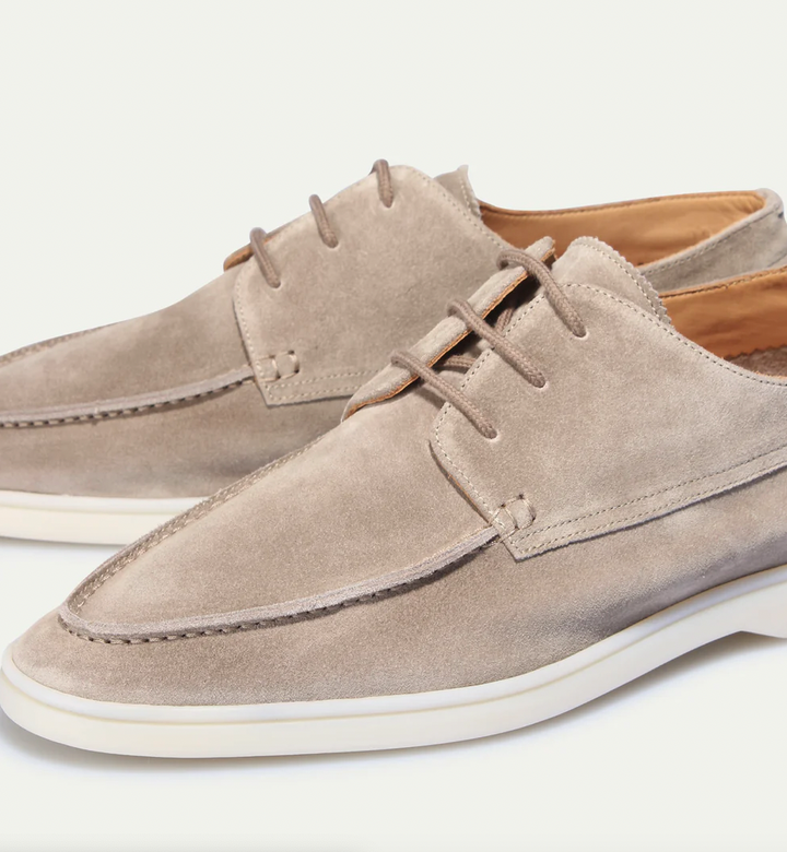 Men's Italian Suede Loafers - White Sole