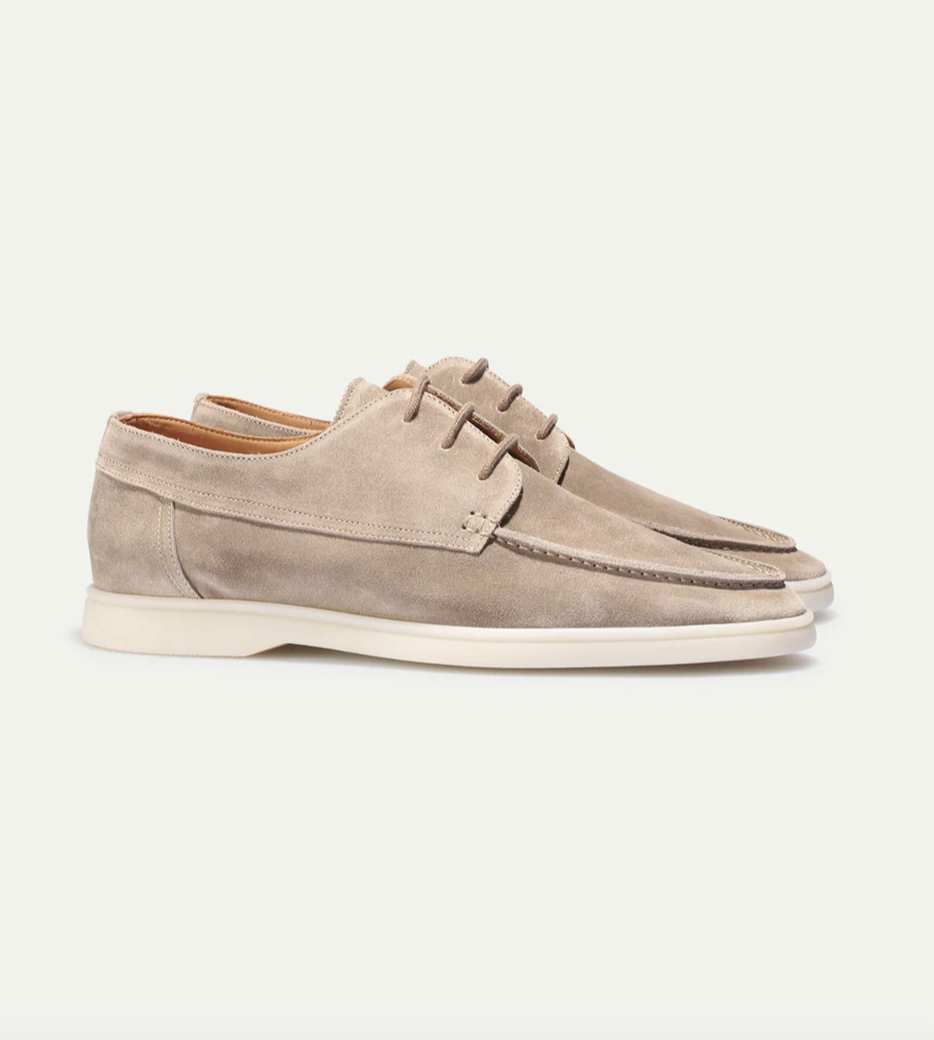 Men's Italian Suede Loafers - White Sole