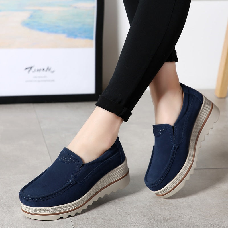 Orthopedic Suede Loafer Platform Sole - Slip-On Daily