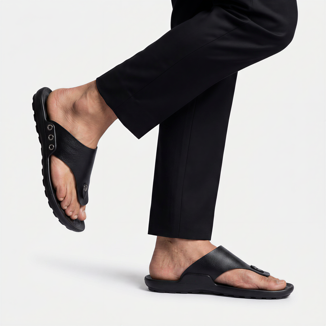 Leather Flip Flops Men - Cushioned T-Bar Thong Sandal Holiday