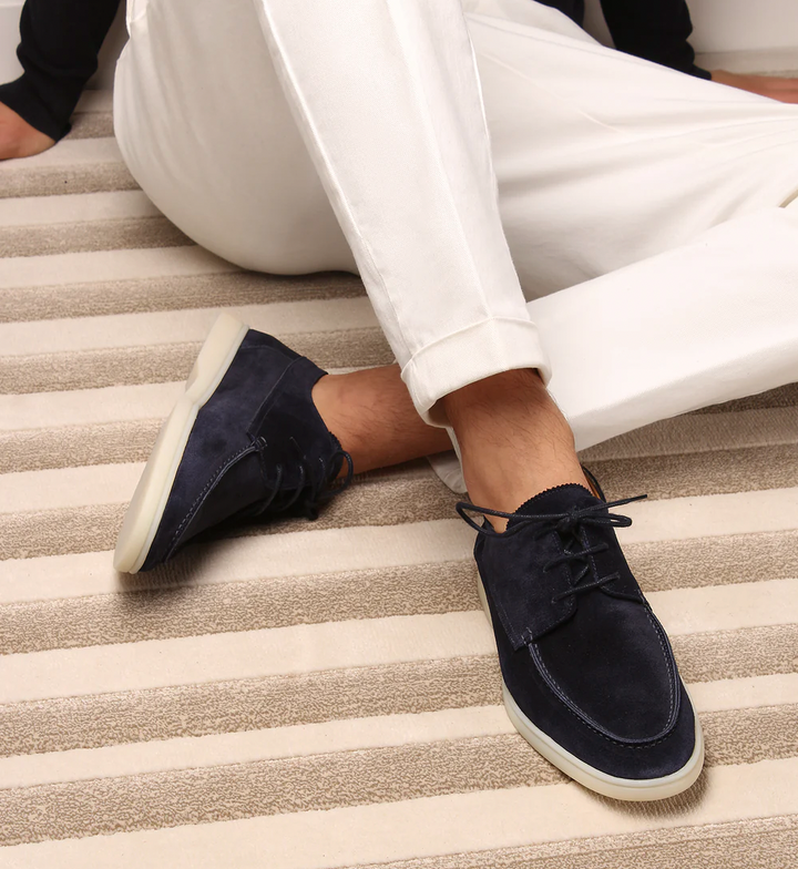 Men's Italian Suede Loafers - White Sole