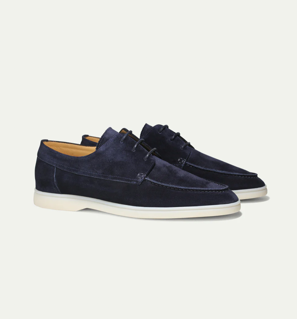 Men's Italian Suede Loafers - White Sole