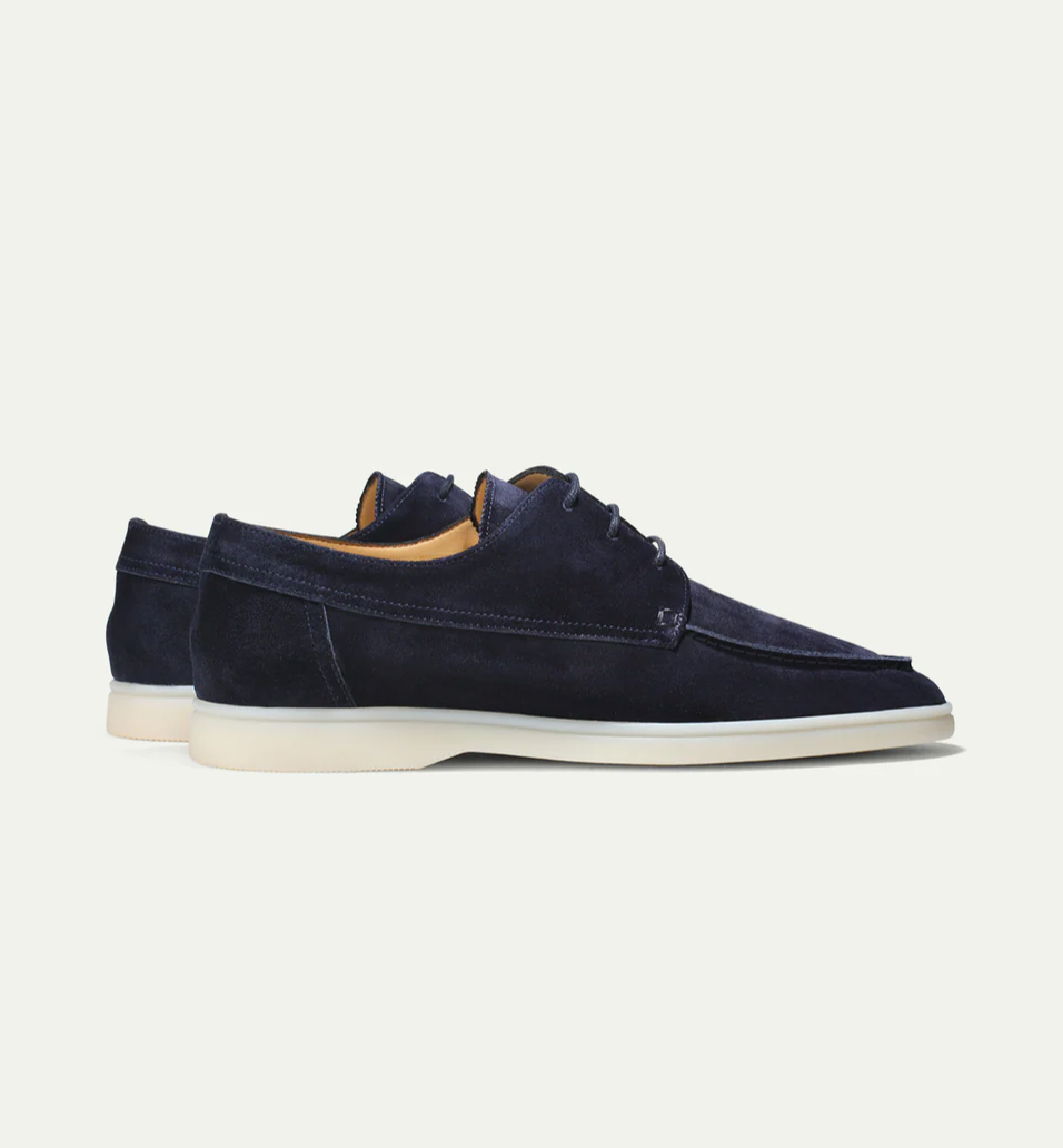 Men's Italian Suede Loafers - White Sole
