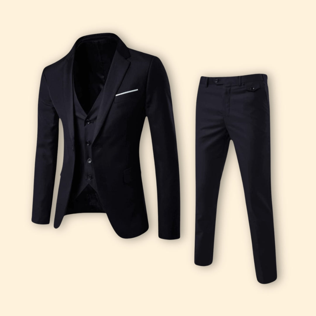 Men's Slim Three Piece Wedding Suit – Notch Lapel Blazer Waistcoat