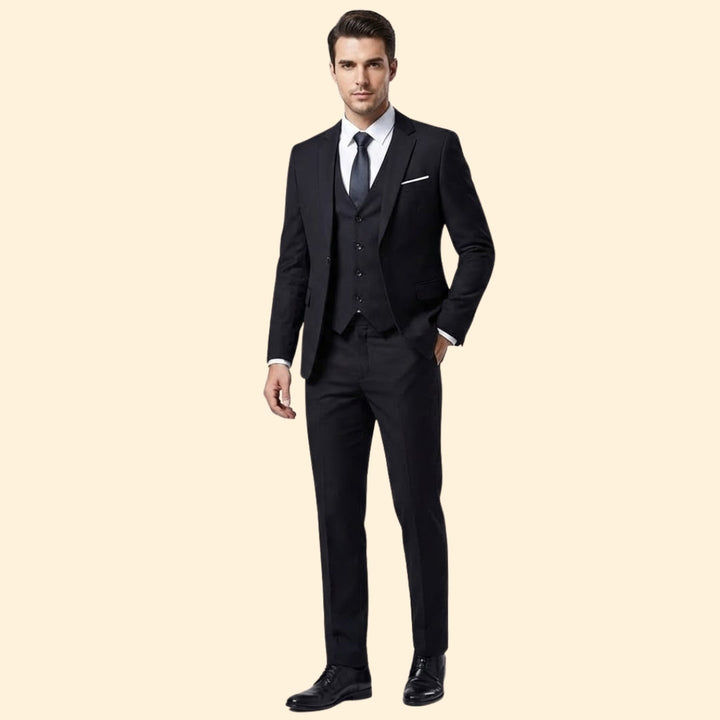 Men's Slim Three Piece Wedding Suit – Notch Lapel Blazer Waistcoat