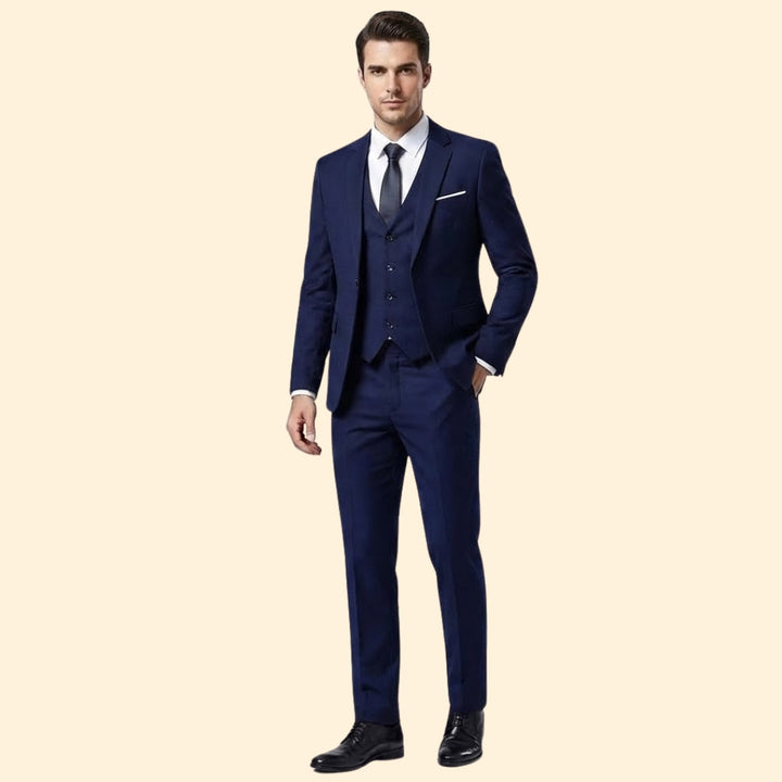 Men's Slim Three Piece Wedding Suit – Notch Lapel Blazer Waistcoat