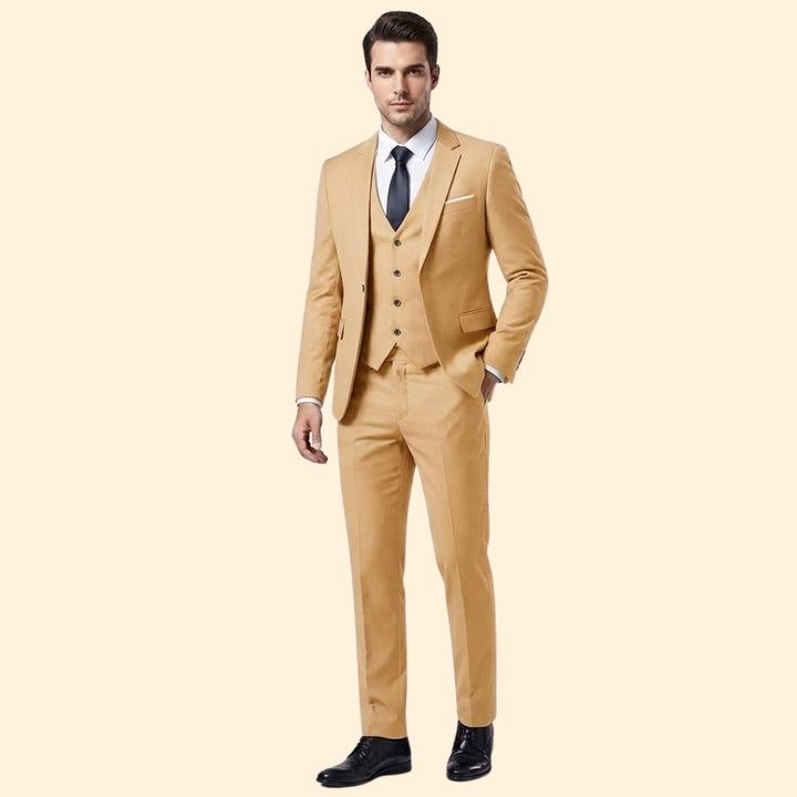 Men's Slim Three Piece Wedding Suit – Notch Lapel Blazer Waistcoat