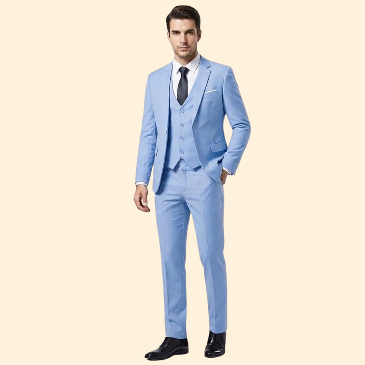 Men's Slim Three Piece Wedding Suit – Notch Lapel Blazer Waistcoat