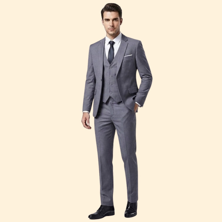Men's Slim Three Piece Wedding Suit – Notch Lapel Blazer Waistcoat