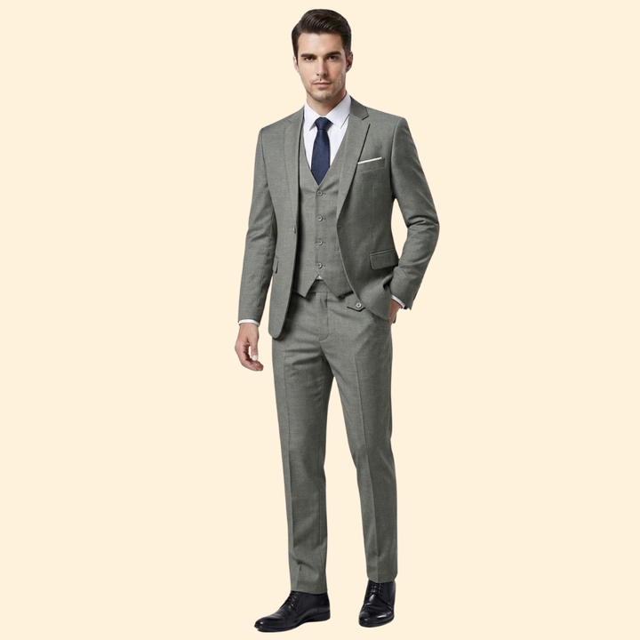 Men's Slim Three Piece Wedding Suit – Notch Lapel Blazer Waistcoat