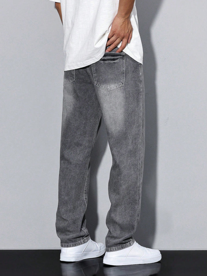 Men's Relaxed Fit Straight Leg Jeans - Washed Denim
