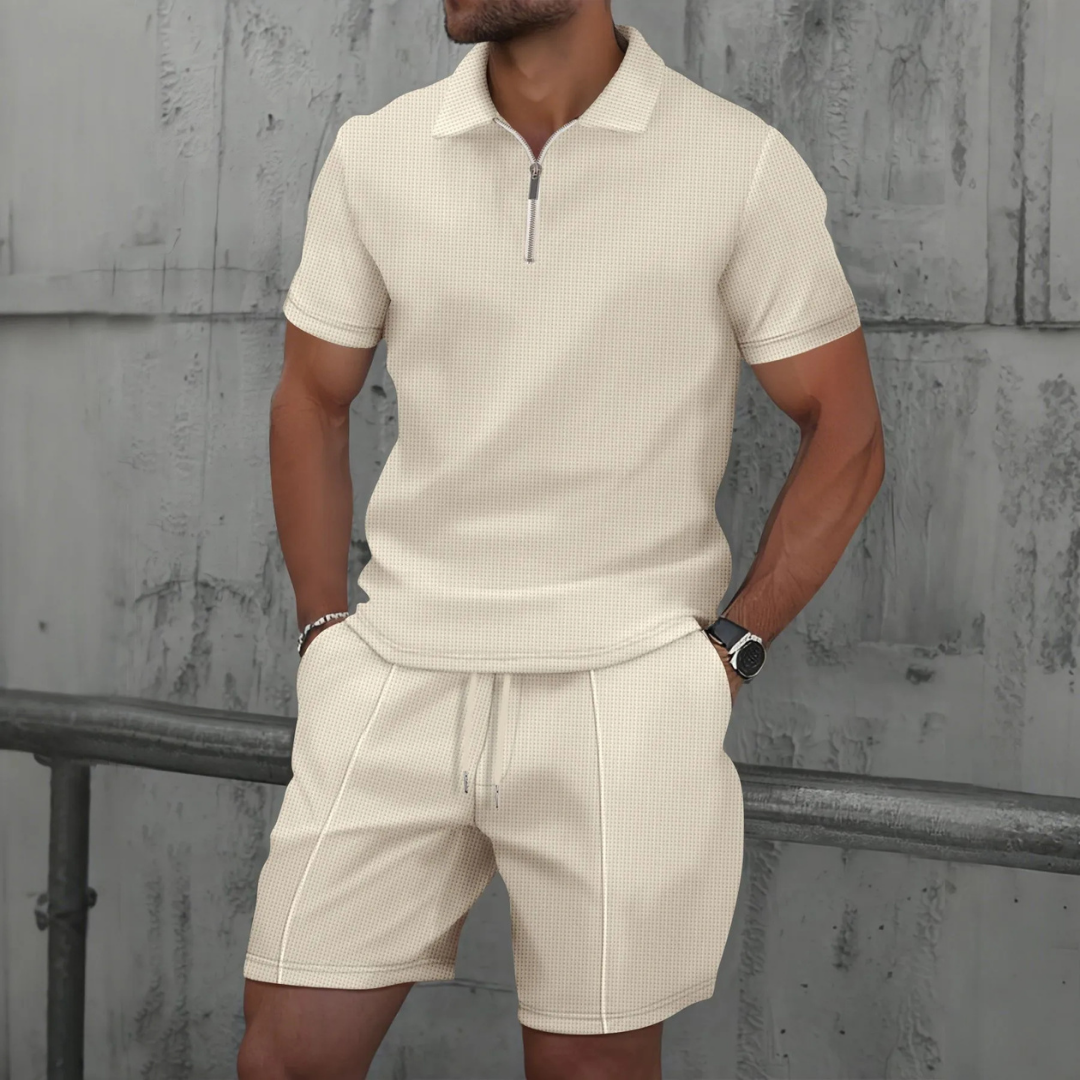 Men's Polo Shirt and Shorts Set - Summer Holiday Outfit