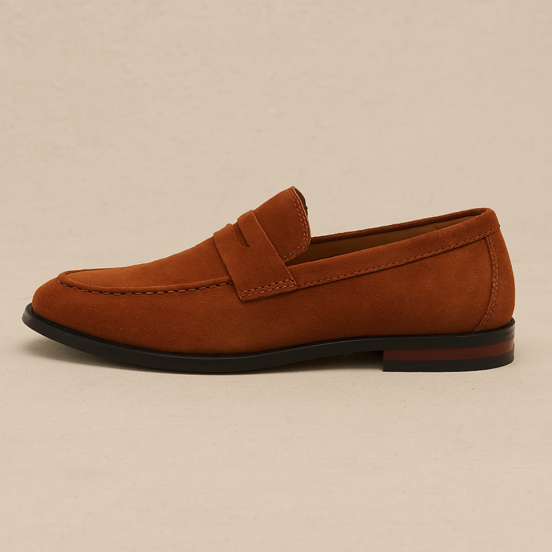 Men's Suede Penny Loafer - Smart Casual Slip-On Leather Lined