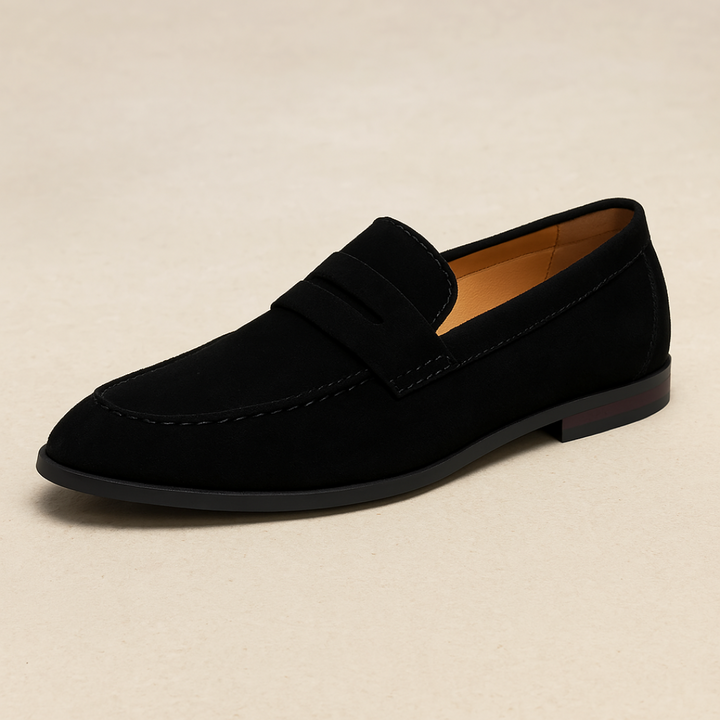 Men's Suede Penny Loafer - Smart Casual Slip-On Leather Lined