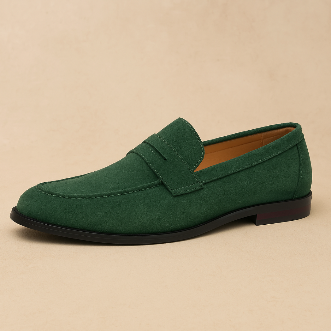 Men's Suede Penny Loafer - Smart Casual Slip-On Leather Lined