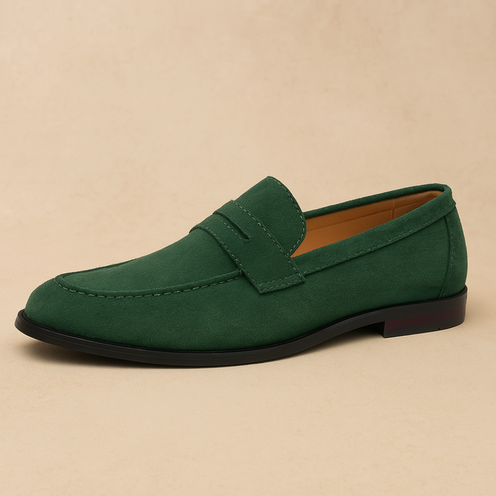 Men's Suede Penny Loafer - Smart Casual Slip-On Leather Lined