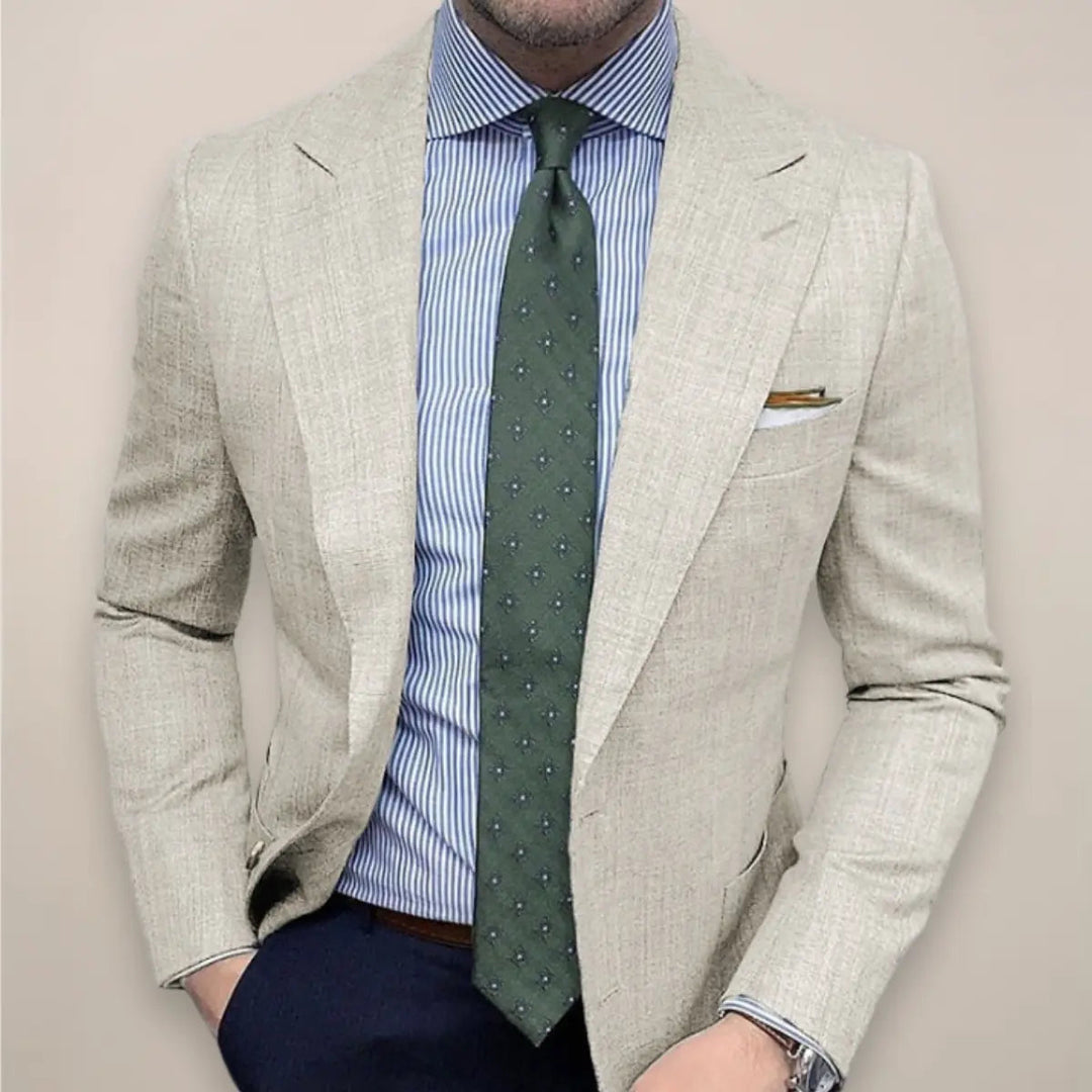 Men's Slim Fit Linen Blazer – Tailored Smart Casual Summer Jacket