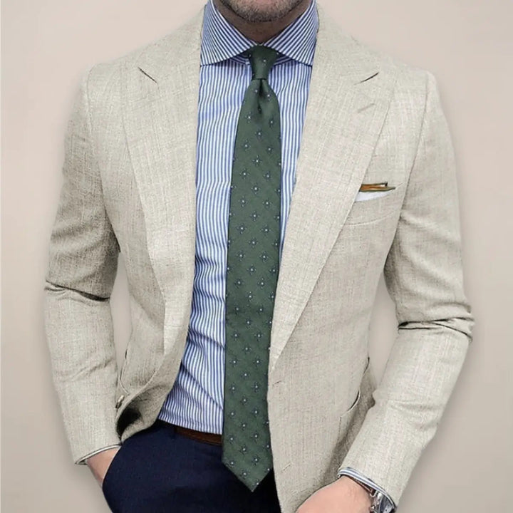 Men's Slim Fit Linen Blazer – Tailored Smart Casual Summer Jacket