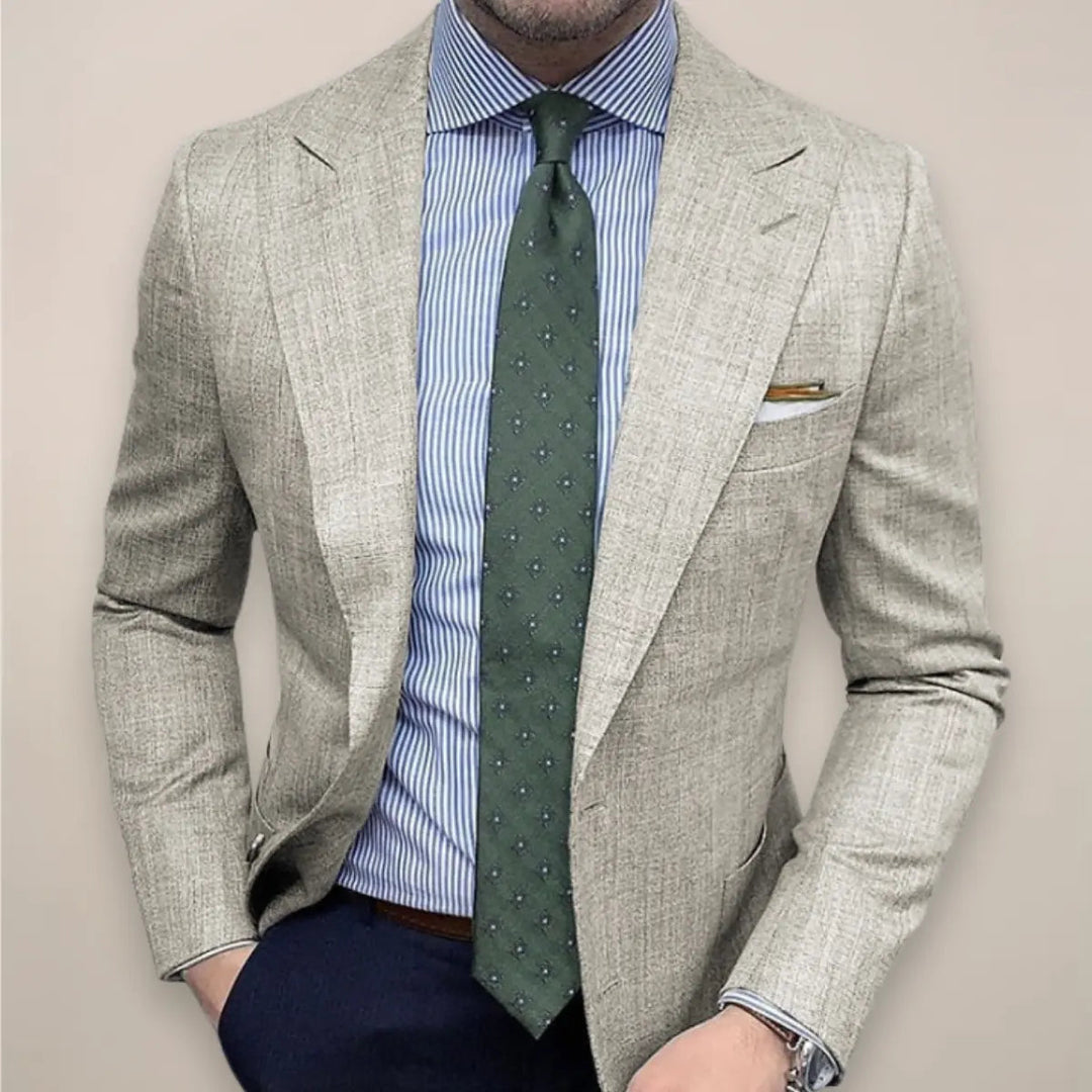 Men's Slim Fit Linen Blazer – Tailored Smart Casual Summer Jacket