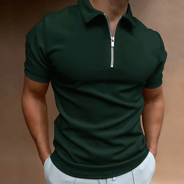 Zip Polo Shirt Men Slim Fit - Smart Casual