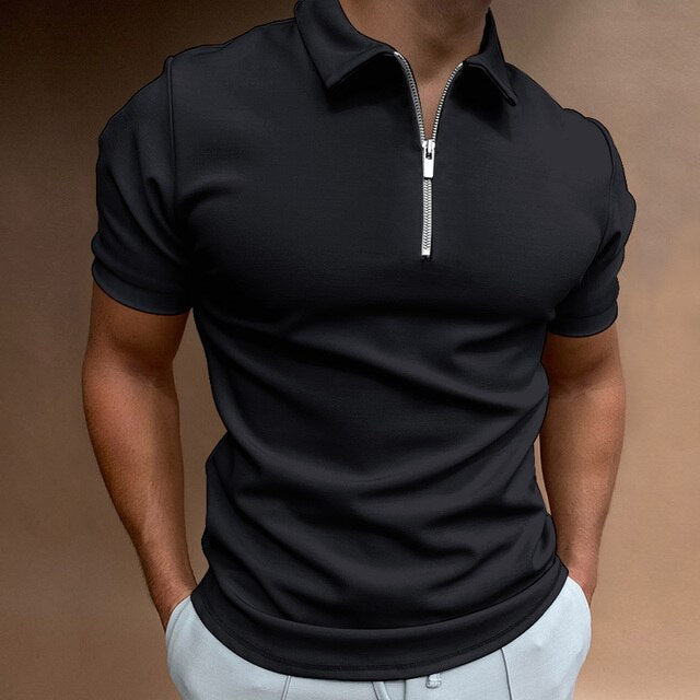Zip Polo Shirt Men Slim Fit - Smart Casual