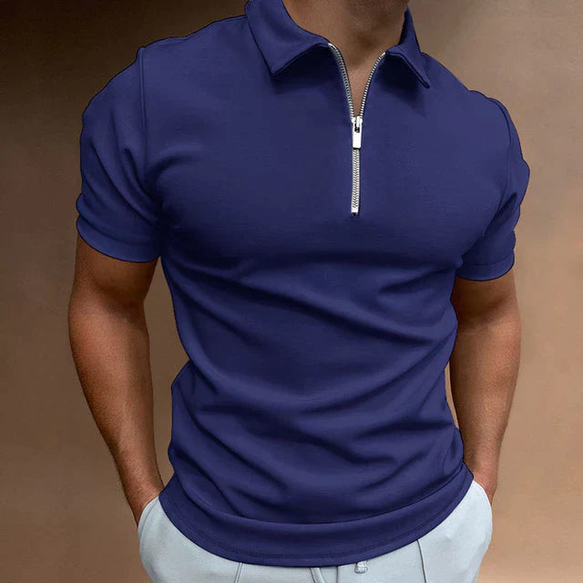 Zip Polo Shirt Men Slim Fit - Smart Casual