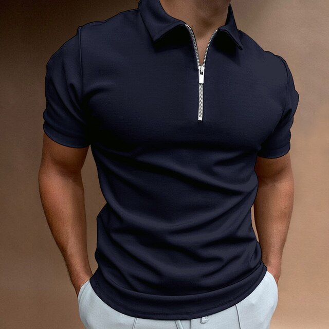 Zip Polo Shirt Men Slim Fit - Smart Casual
