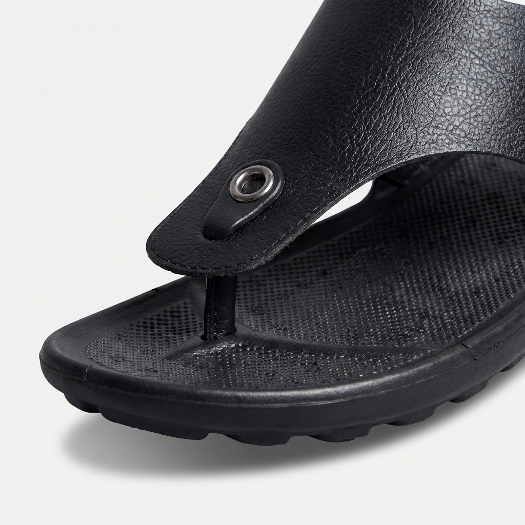 Leather Flip Flops Men - Cushioned T-Bar Thong Sandal Holiday