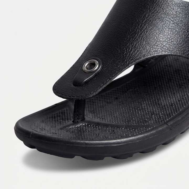 Leather Flip Flops Men - Cushioned T-Bar Thong Sandal Holiday