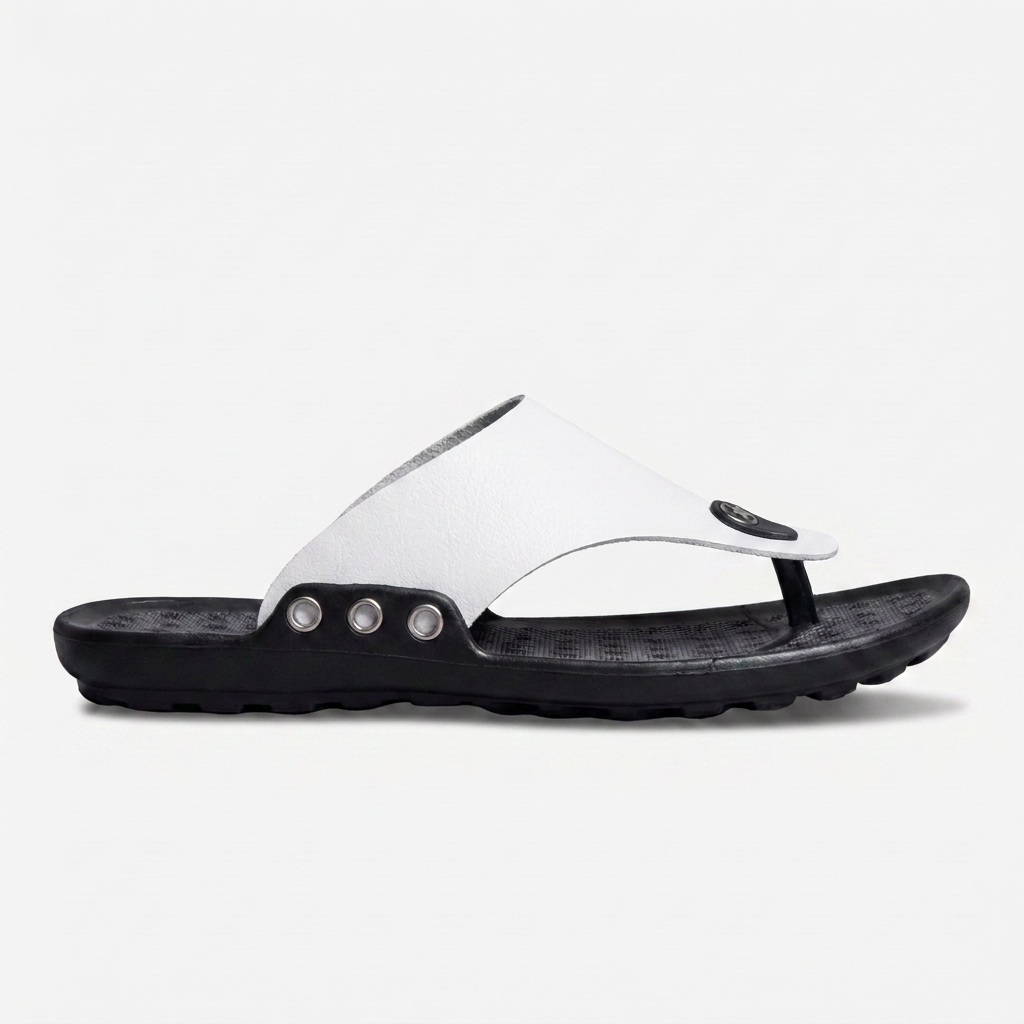 Leather Flip Flops Men - Cushioned T-Bar Thong Sandal Holiday