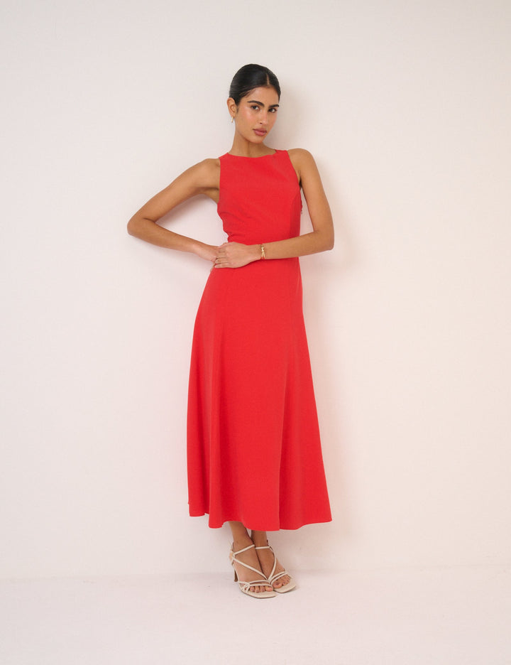 Women’s Midi Dress - Elegant Slim Fit Classic