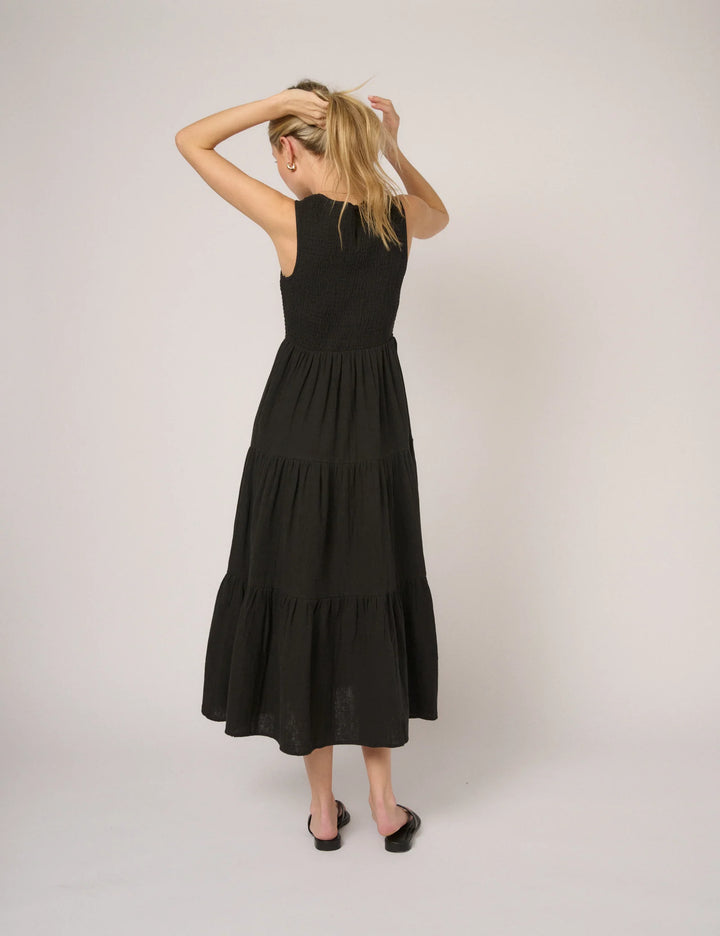 Smocked Cotton Midi Dress - Tiered A-Line Summer Party