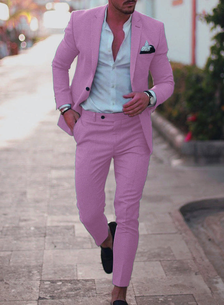 Linen Two-Piece Suit - Tailored Wedding Guest - Slim Fit Blazer Set
