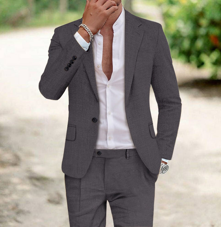 Linen Two-Piece Suit - Tailored Wedding Guest - Slim Fit Blazer Set