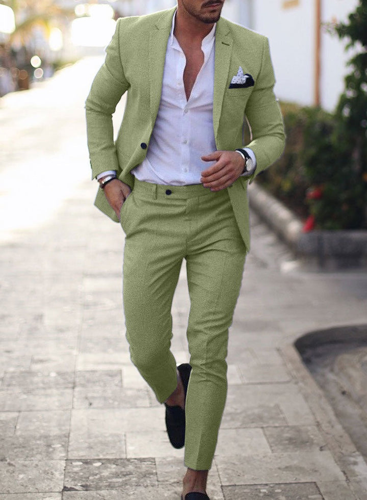 Linen Two-Piece Suit - Tailored Wedding Guest - Slim Fit Blazer Set