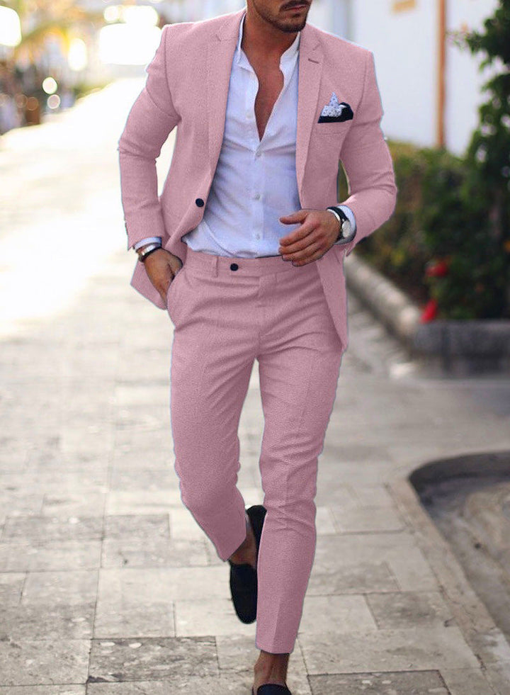 Linen Two-Piece Suit - Tailored Wedding Guest - Slim Fit Blazer Set
