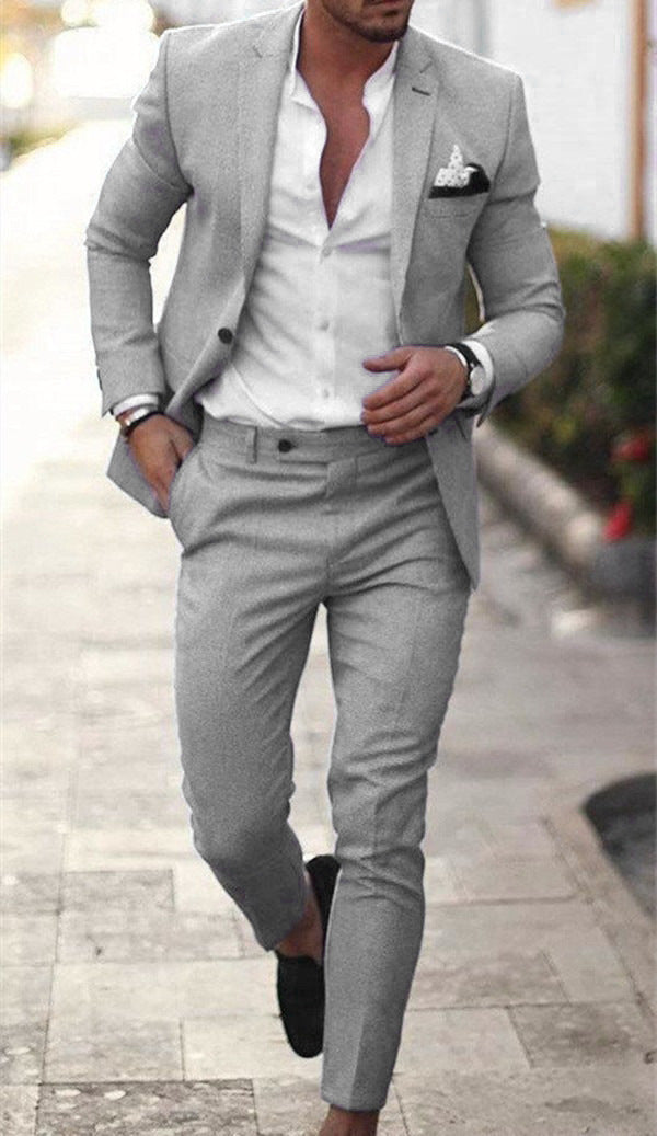 Linen Two-Piece Suit - Tailored Wedding Guest - Slim Fit Blazer Set