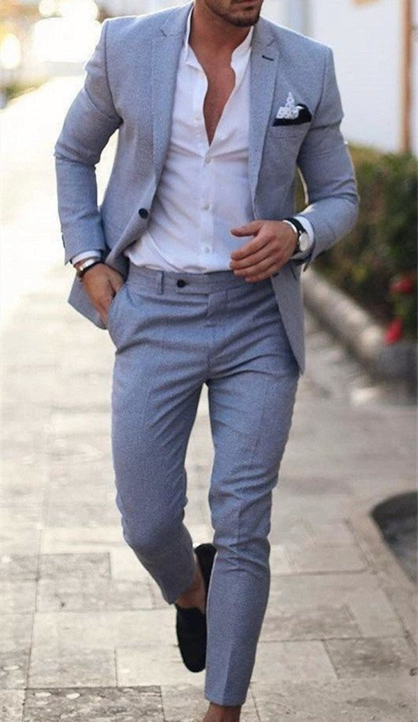 Linen Two-Piece Suit - Tailored Wedding Guest - Slim Fit Blazer Set