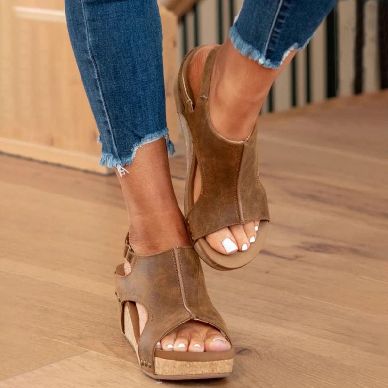 Orthopedic Leather Sandals Women - Adjustable Arch Support