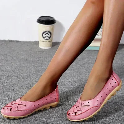 Orthopedic Loafers Women - Leather Arch Support Wide Fit